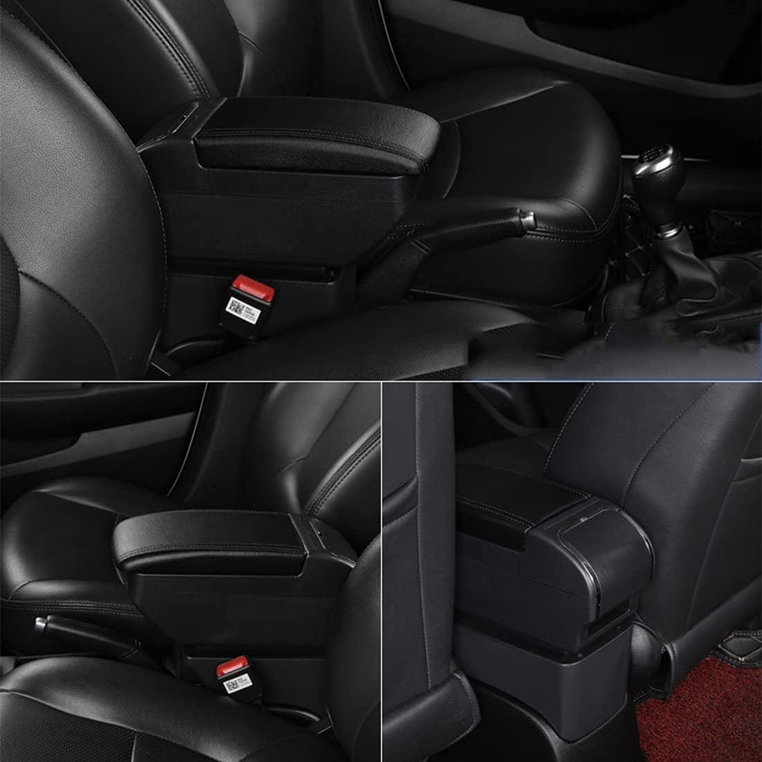 Caja Reposabrazos para Honda CR-Z CRZ -Negro con Hilo Negro - Imagen 7