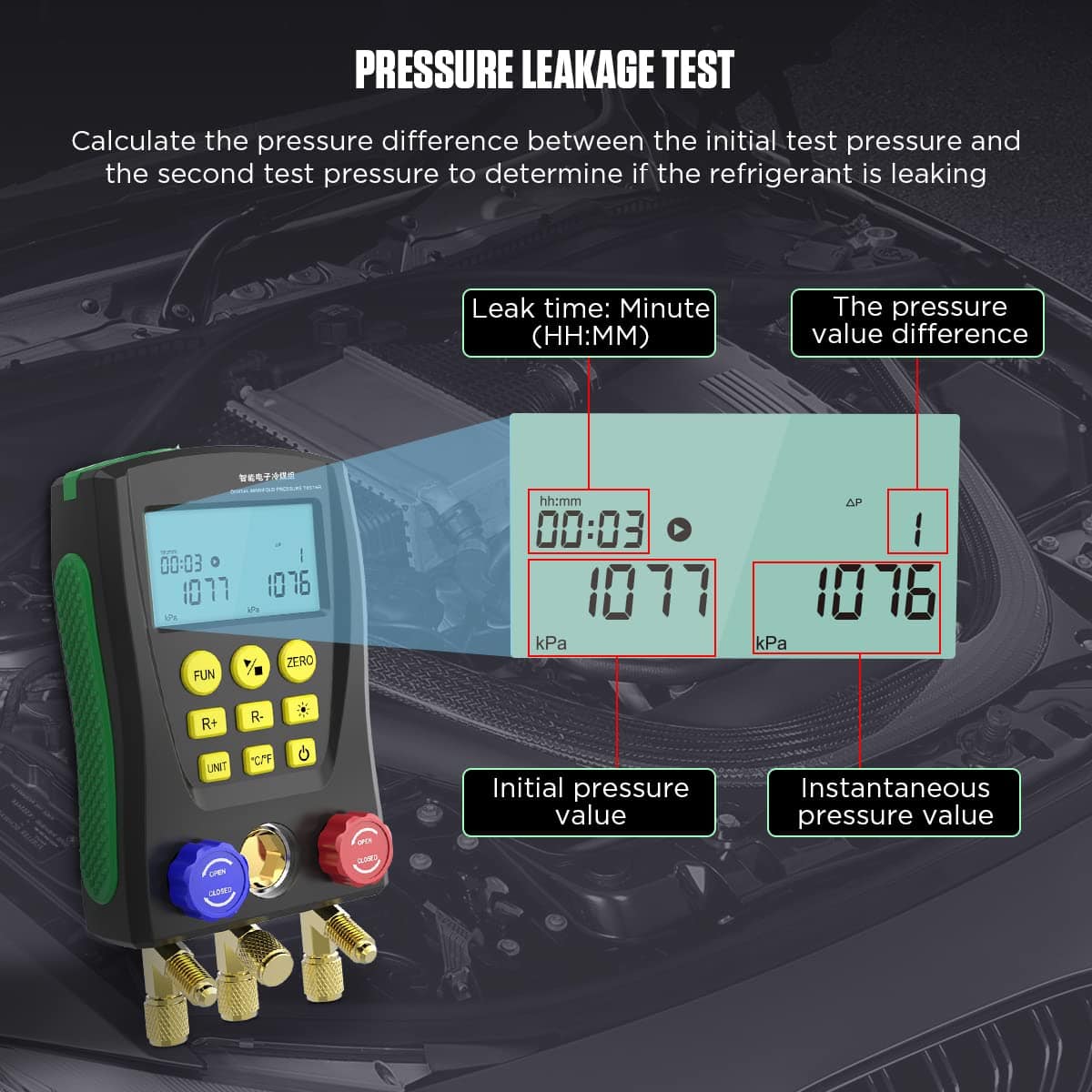 Juego de Medidores Manifold Digital para HVAC Sensor de - Imagen 6