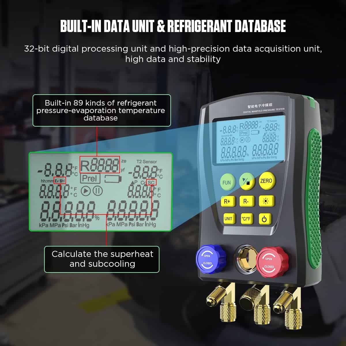Juego de Medidores Manifold Digital para HVAC Sensor de - Imagen 5