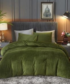 Funda de Edredón de Terciopelo de Felpa King Size Verde