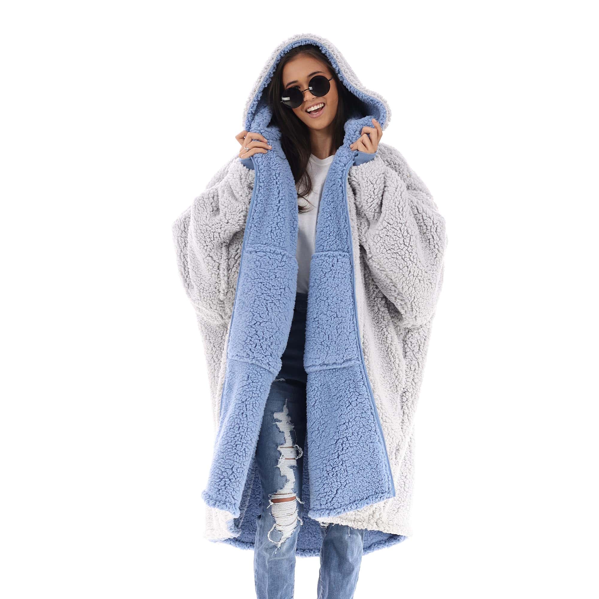 THE COMFY Teddy Bear Full Zip | Manta portátil reversible