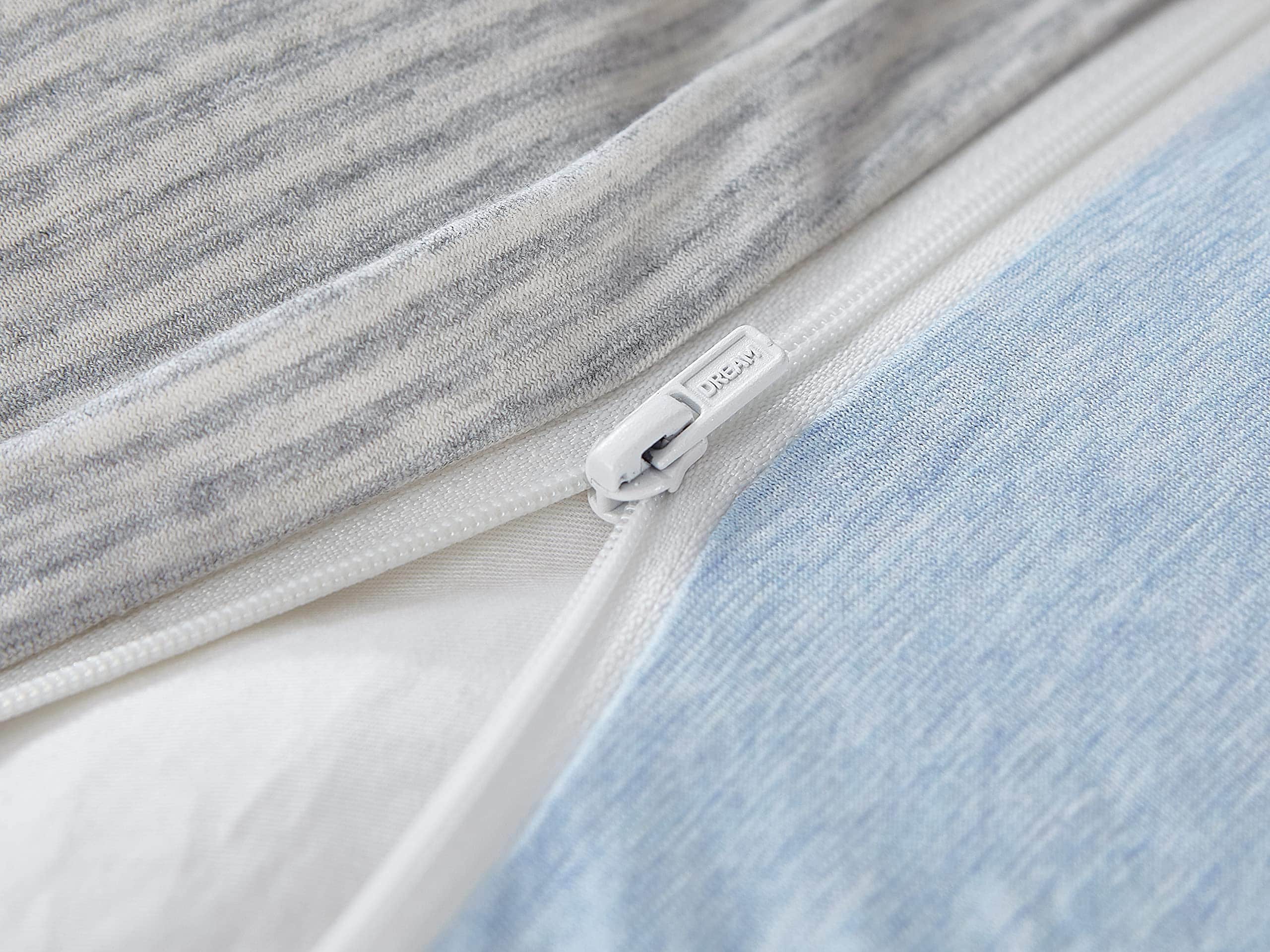 Juego de Funda Nórdica de Punto de Jersey -Azul Gris Blanco - Imagen 7