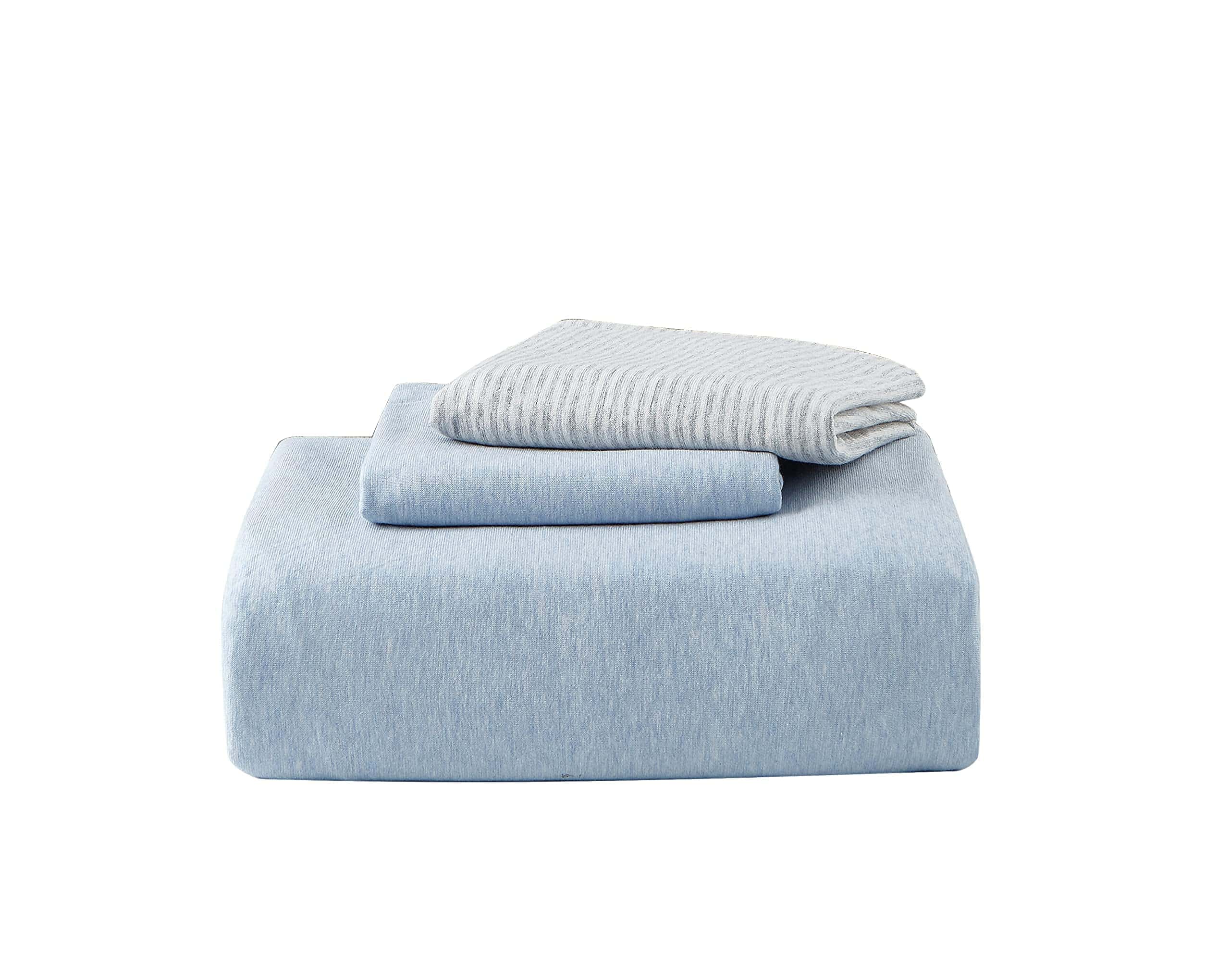 Juego de Funda Nórdica de Punto de Jersey -Azul Gris Blanco - Imagen 5