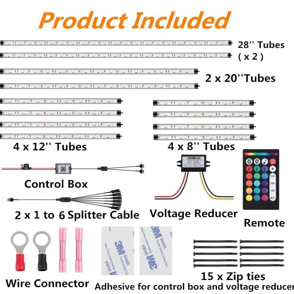 Kit de 12 luces LED multicolor impermeables para carro de - Imagen 3