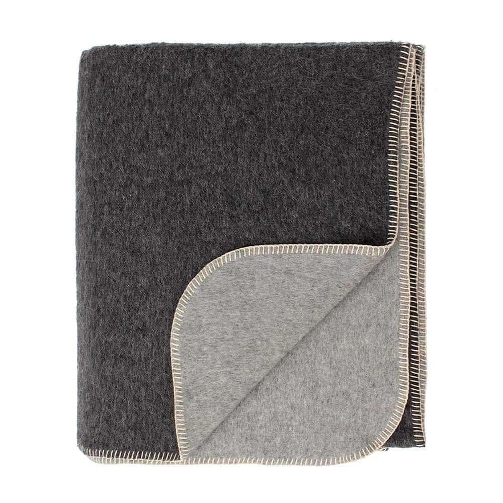 Manta Gruesa de Lana de Alpaca - Manta de -Gris Oscuro/Gris