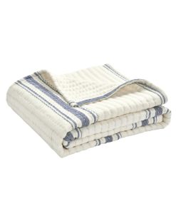 Manta tejida de algodón kantha con diseño de rayas estilo