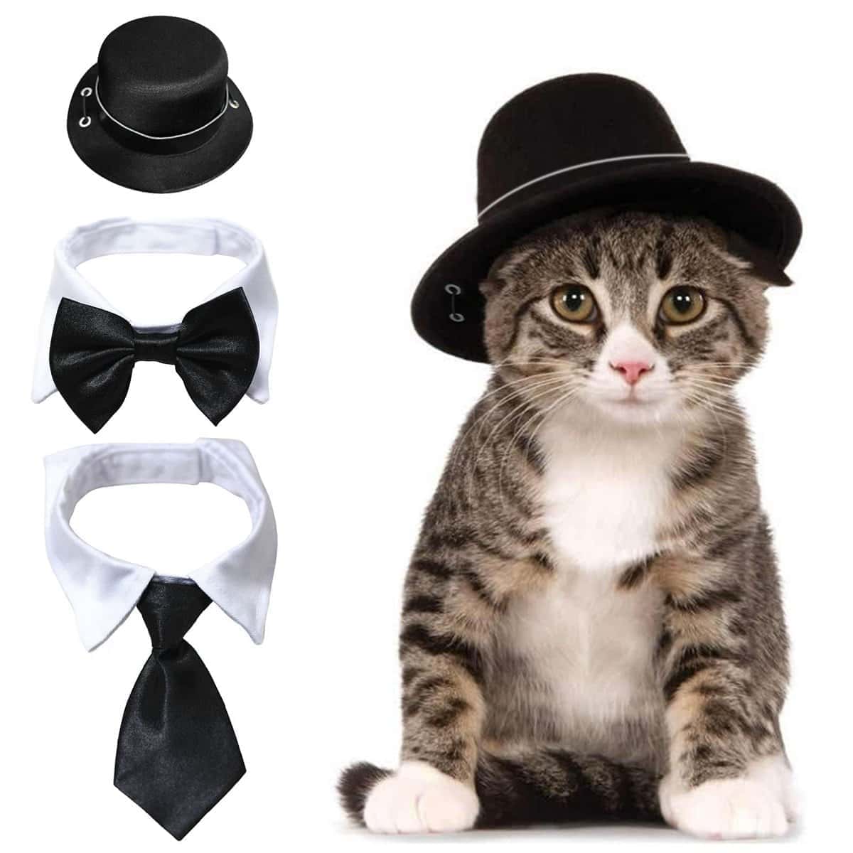 Sombrero y Pajarita para Perro HACRAHO, 3 Piezas Sombrero y