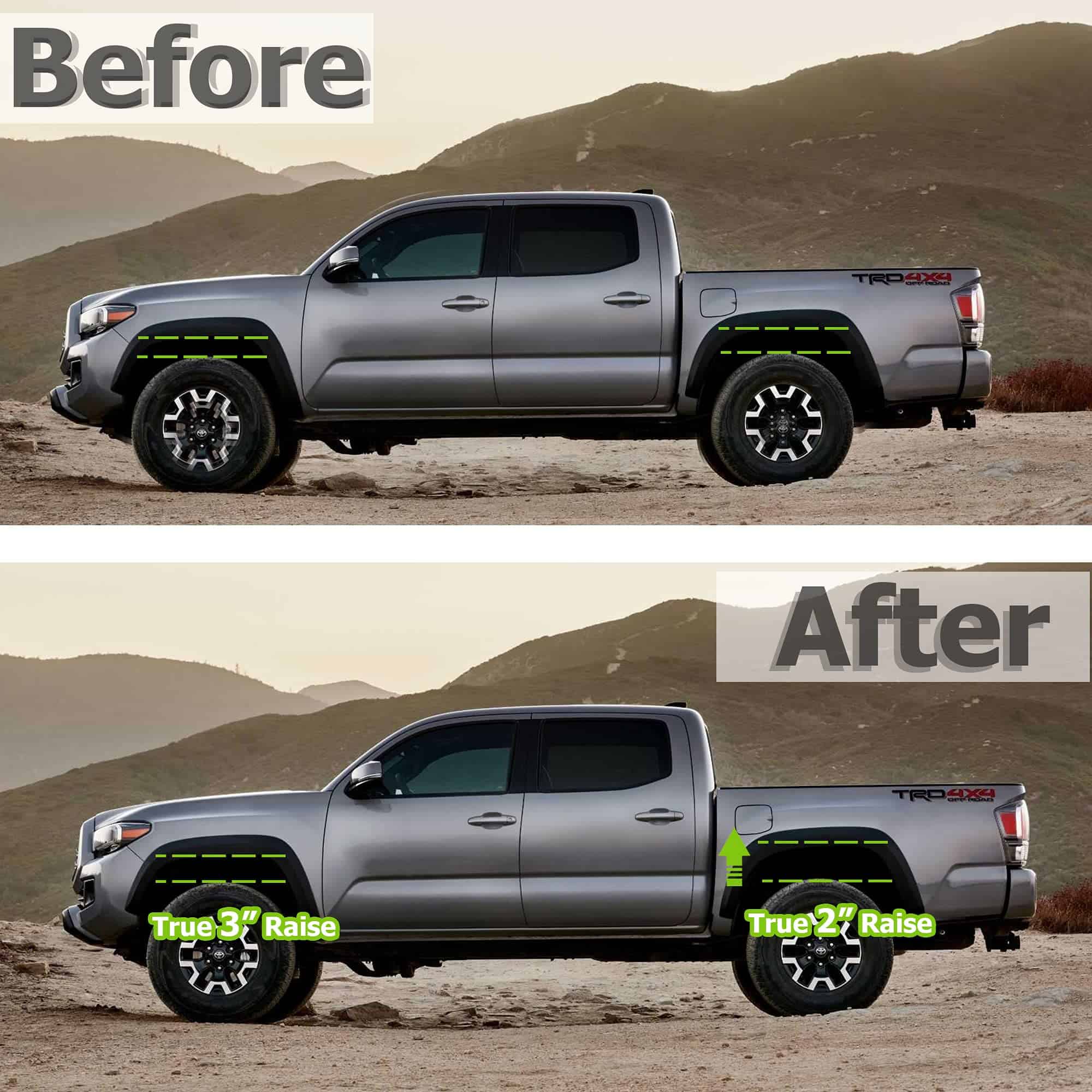 Kit de Elevación Frontal de 3" y Trasera de 2" para Toyota - Imagen 4
