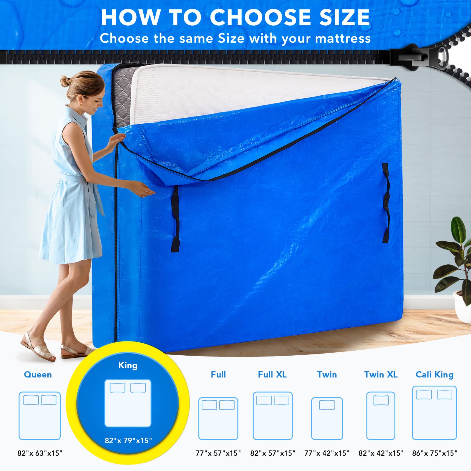 Bolsa de colchón AlexHome para mudanza y almacenamiento, - Imagen 6