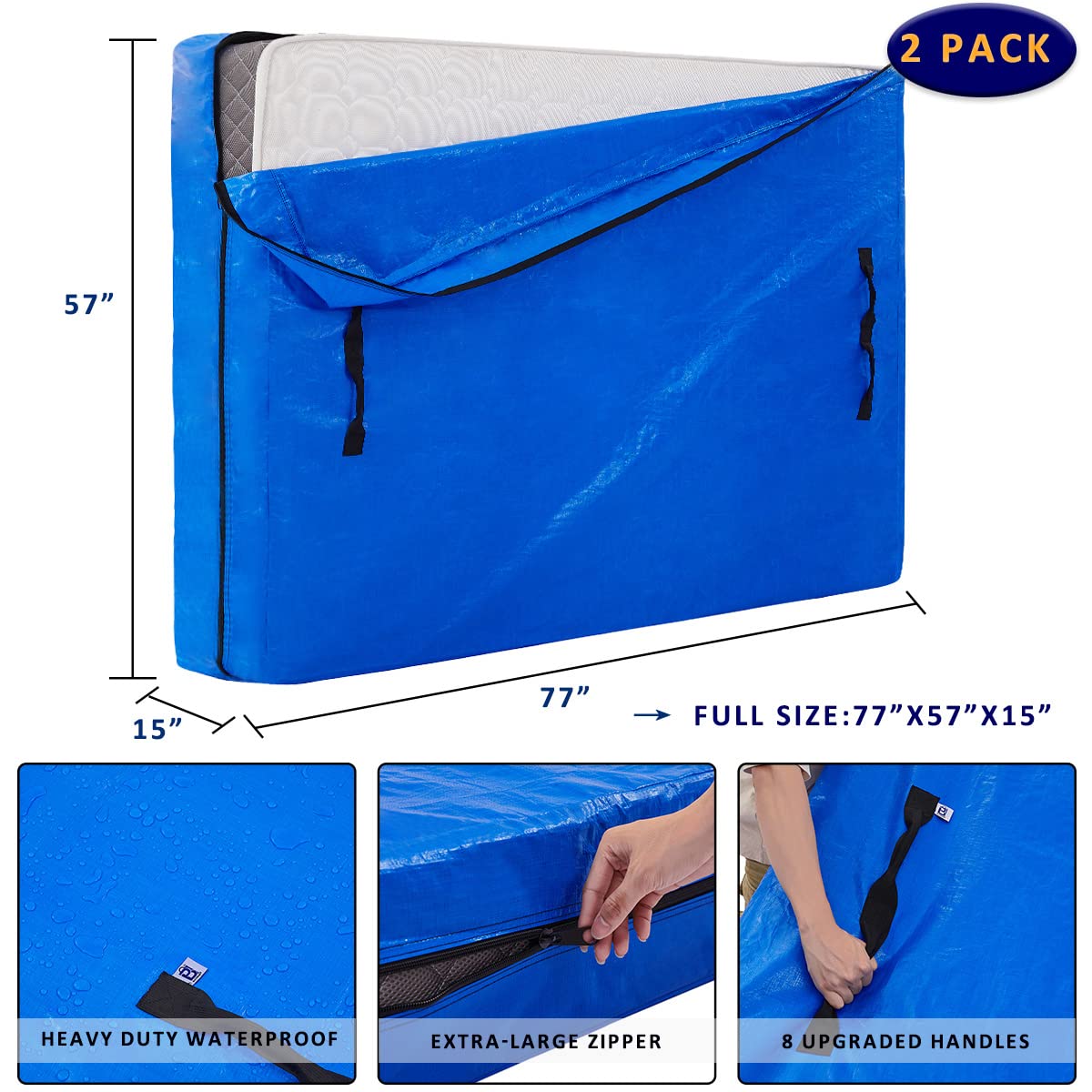 Bolsa de colchón AlexHome para mudanzas y almacenamiento, - Imagen 3