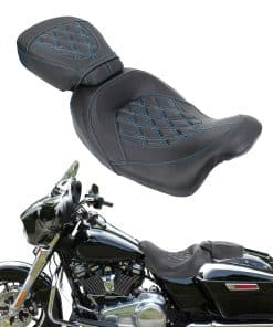 Asiento del conductor y pasajero de perfil -Azul con costura