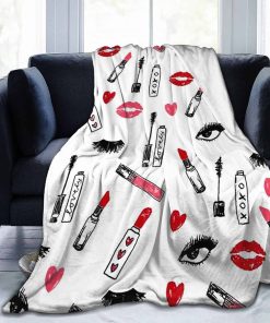 Manta de Franela Suave HAZIMCS con Estampado de Maquillaje
