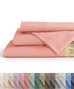 Juego de sábanas de algodón 100% percal King Size, Rosa