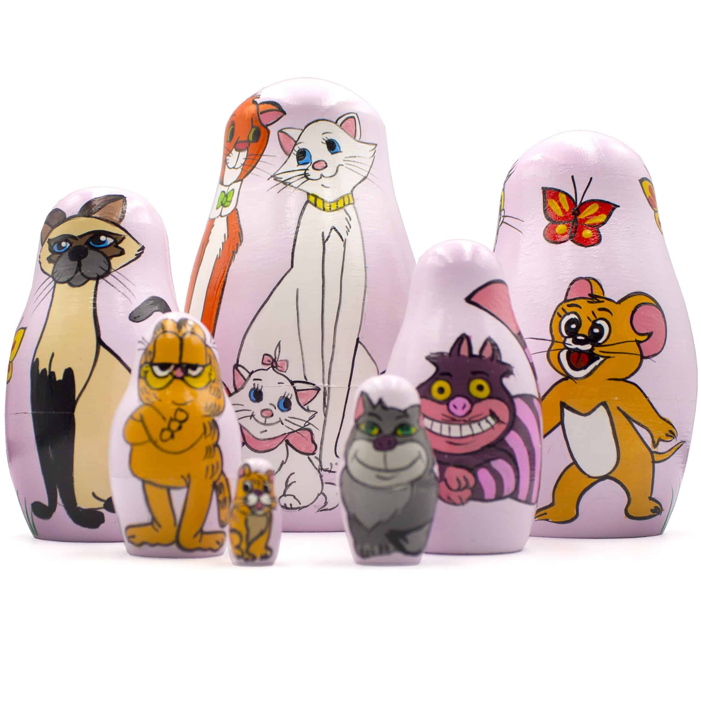 Muñecas Rusas de Gatos de Dibujos Animados Set de 7 piezas - Imagen 3
