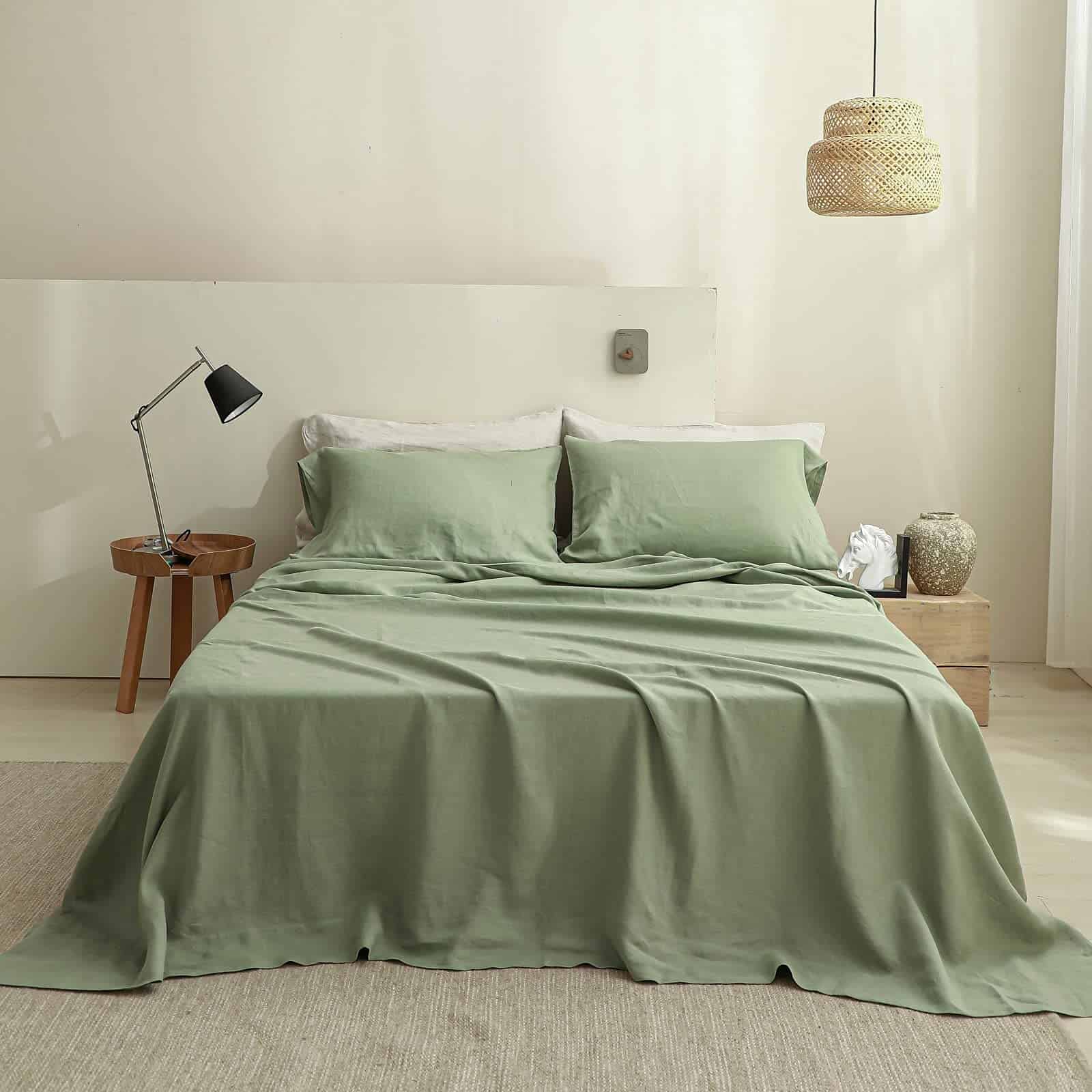 Juego de sábanas de lino Simple&Opulence -Verde salvia