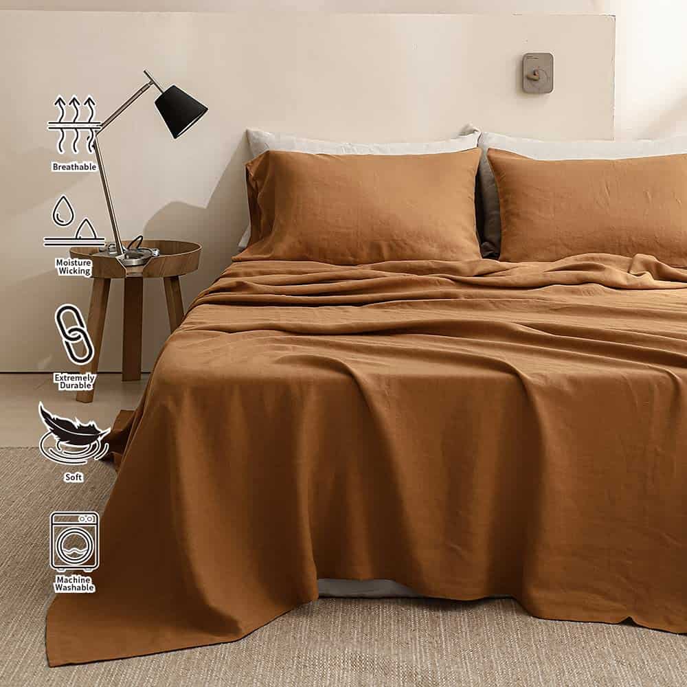 Juego de sábanas 100% lino Simple&Opulence 4 -Rust - Imagen 9