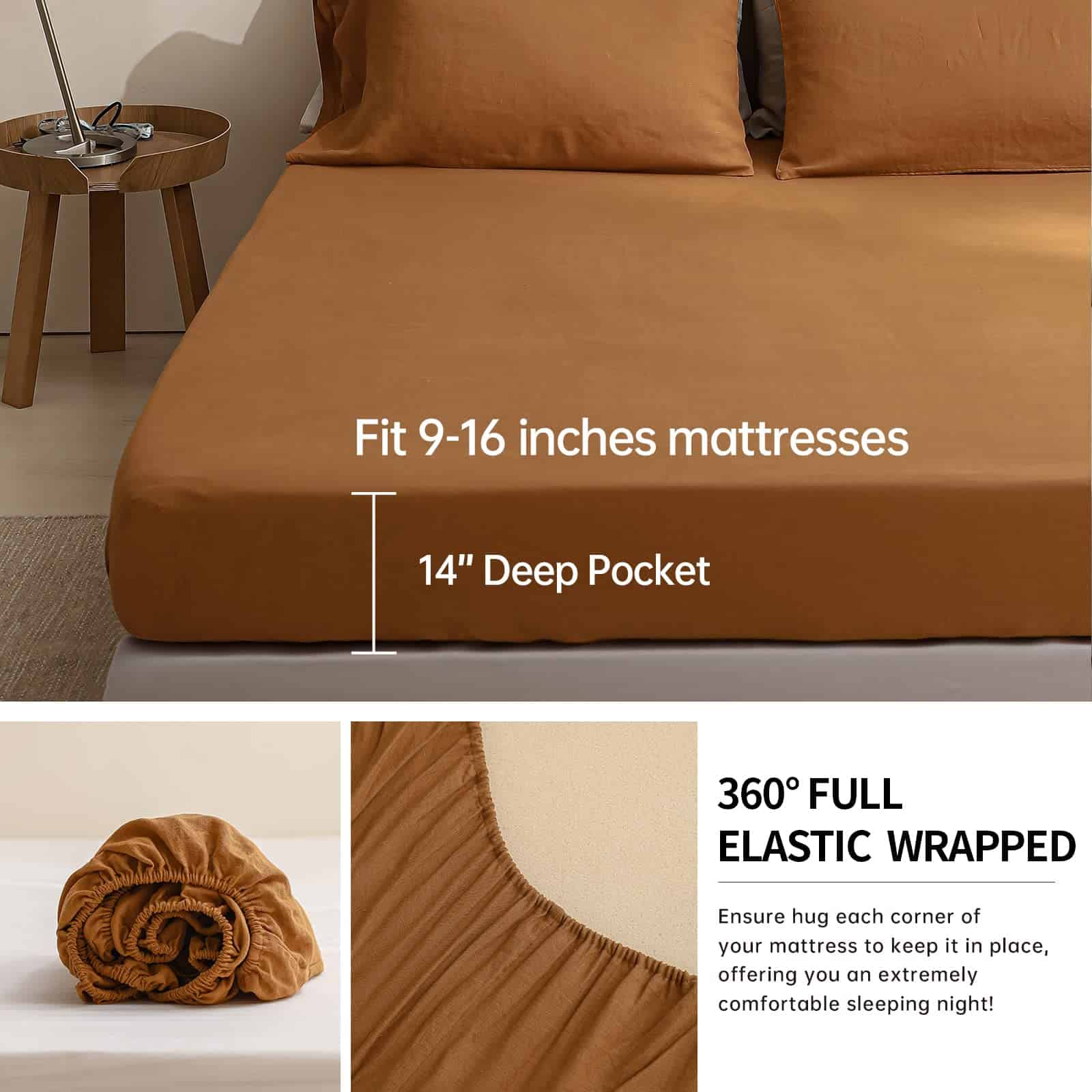 Juego de sábanas 100% lino Simple&Opulence 4 -Rust - Imagen 4