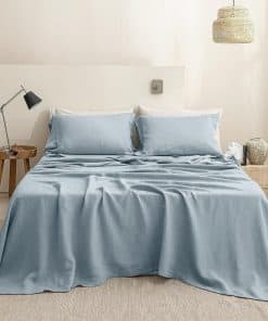 Juego de sábanas 100% lino Simple&Opulence 3 -Azul Polvorien