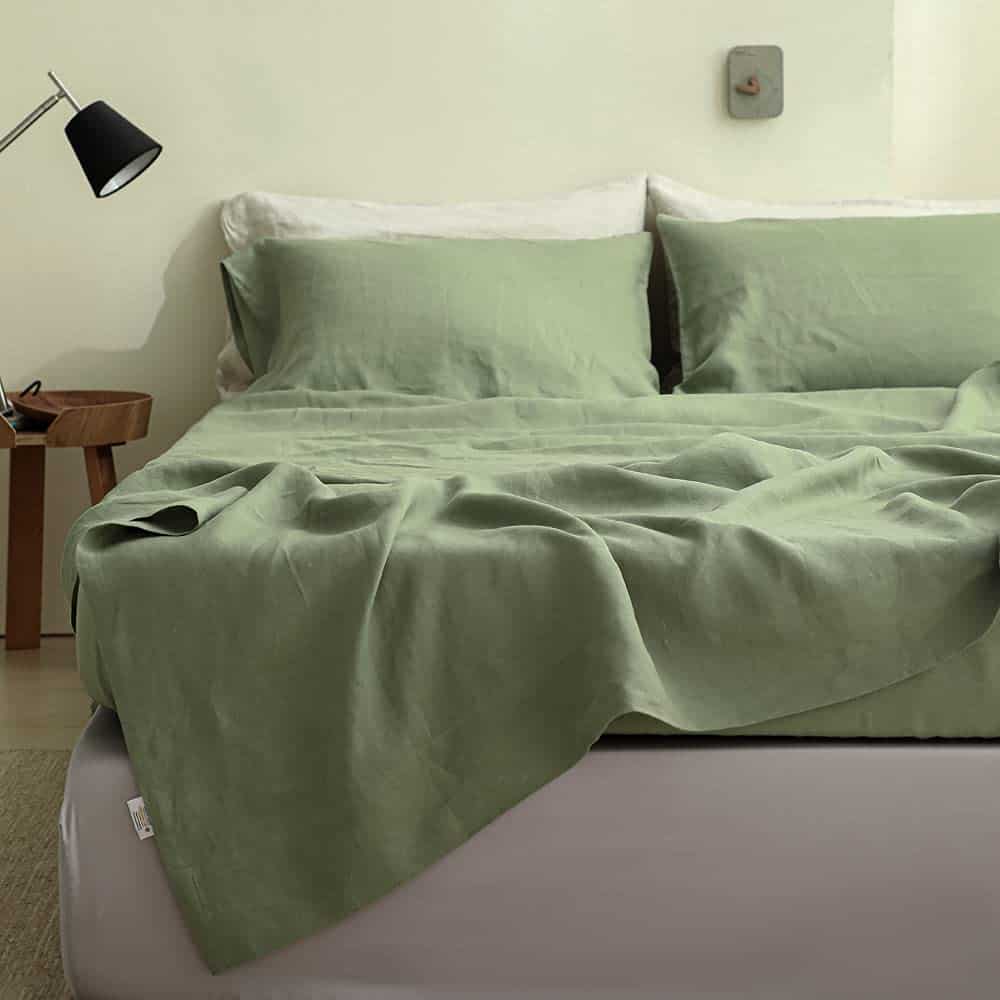 Juego de sábanas de lino Simple&Opulence -Verde salvia - Imagen 10