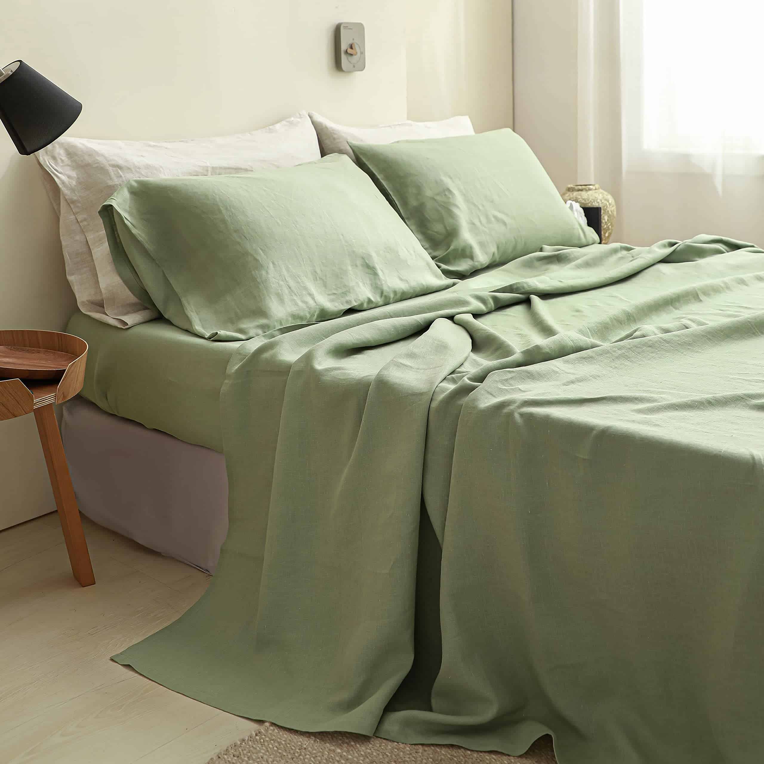 Juego de sábanas de lino Simple&Opulence -Verde salvia