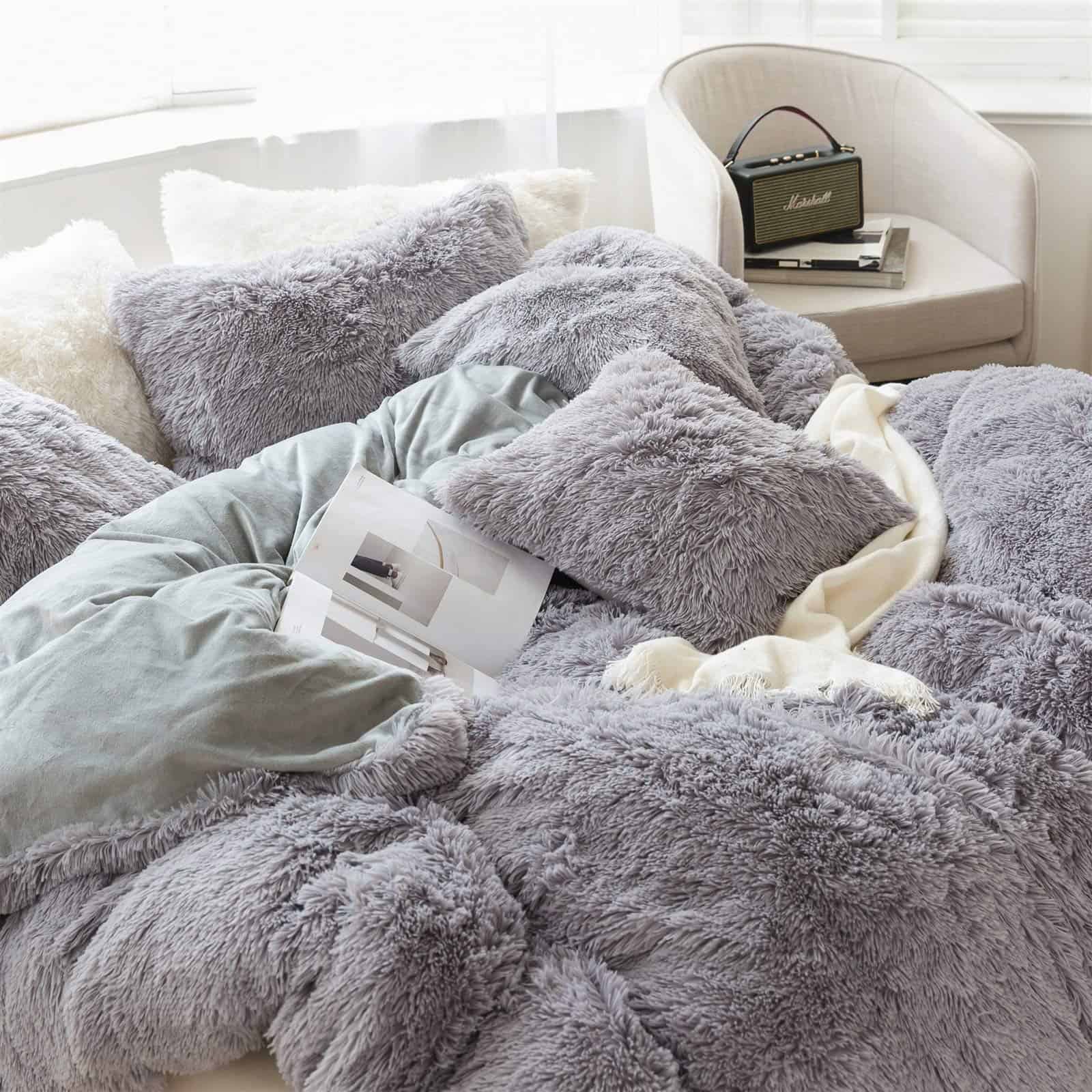 Juego de Funda de Edredón de Piel Sintética Larga y - Imagen 4