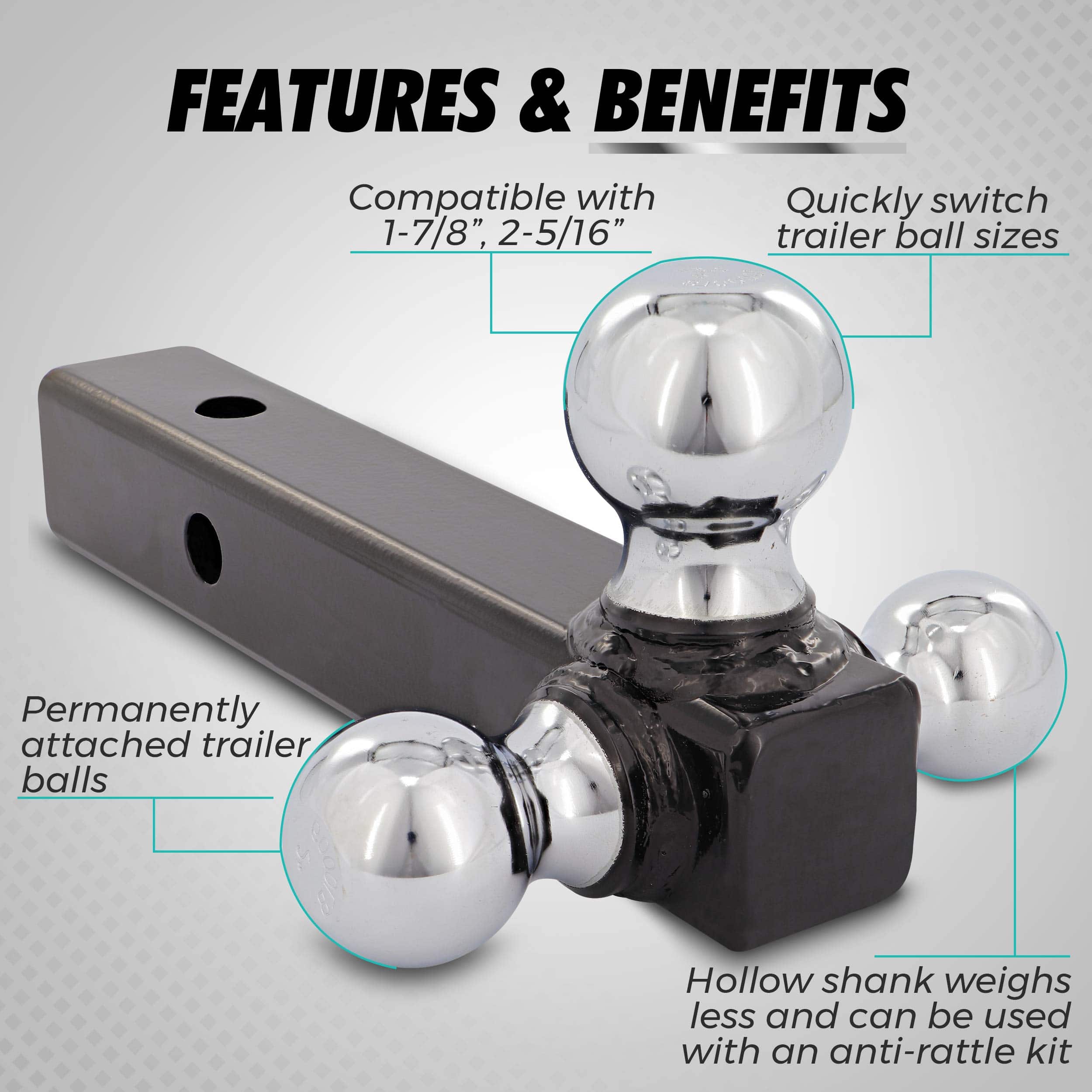 Enganche de tres bolas Goreks Tri Ball Hitch Mount Receiver - Imagen 5