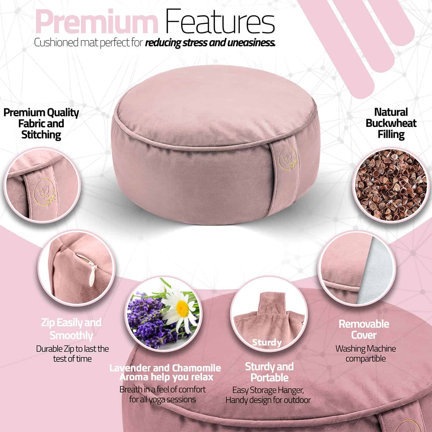 Cojín de meditación de terciopelo Secret -sa Claro) - Imagen 3