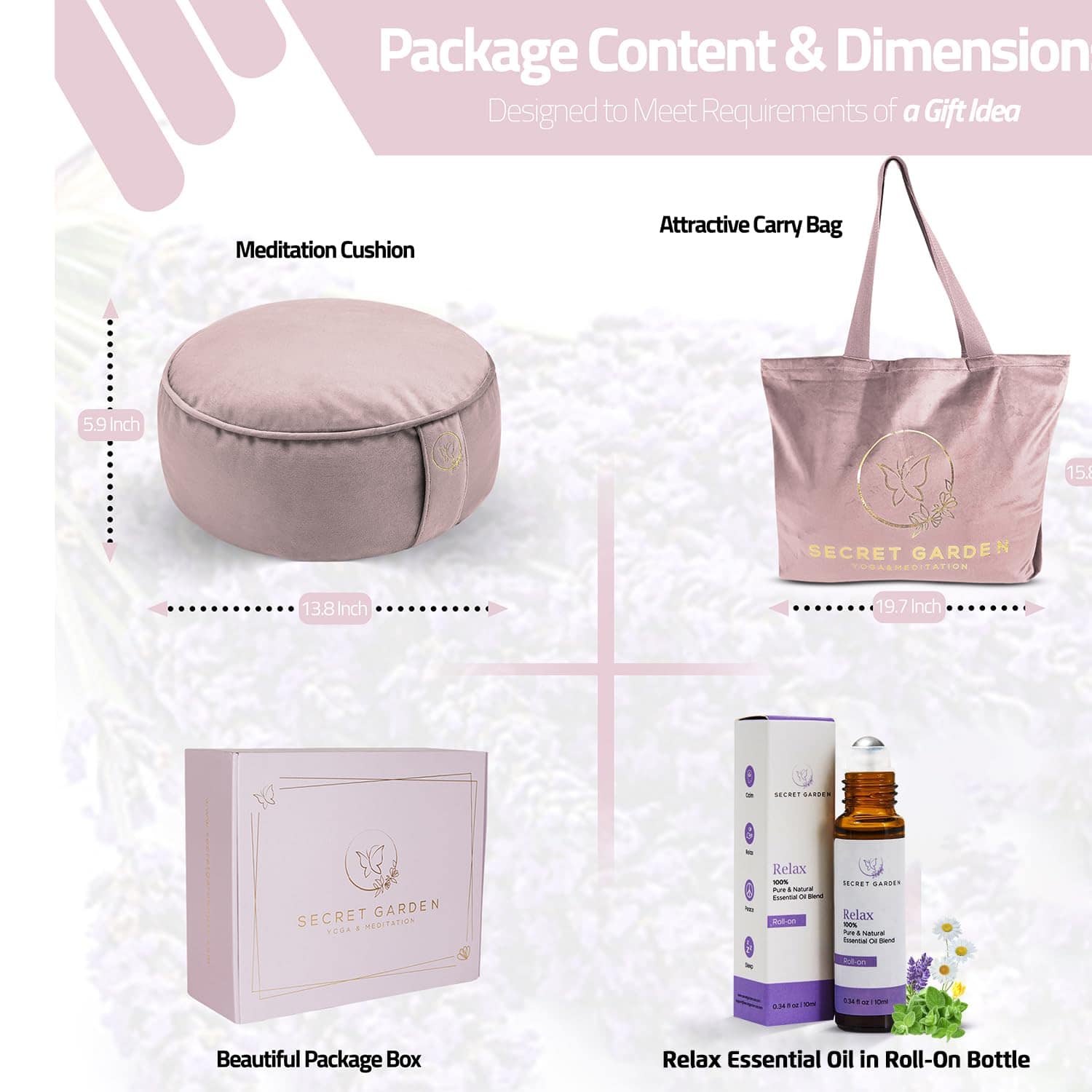 Cojín de meditación de terciopelo Secret -sa Claro) - Imagen 4