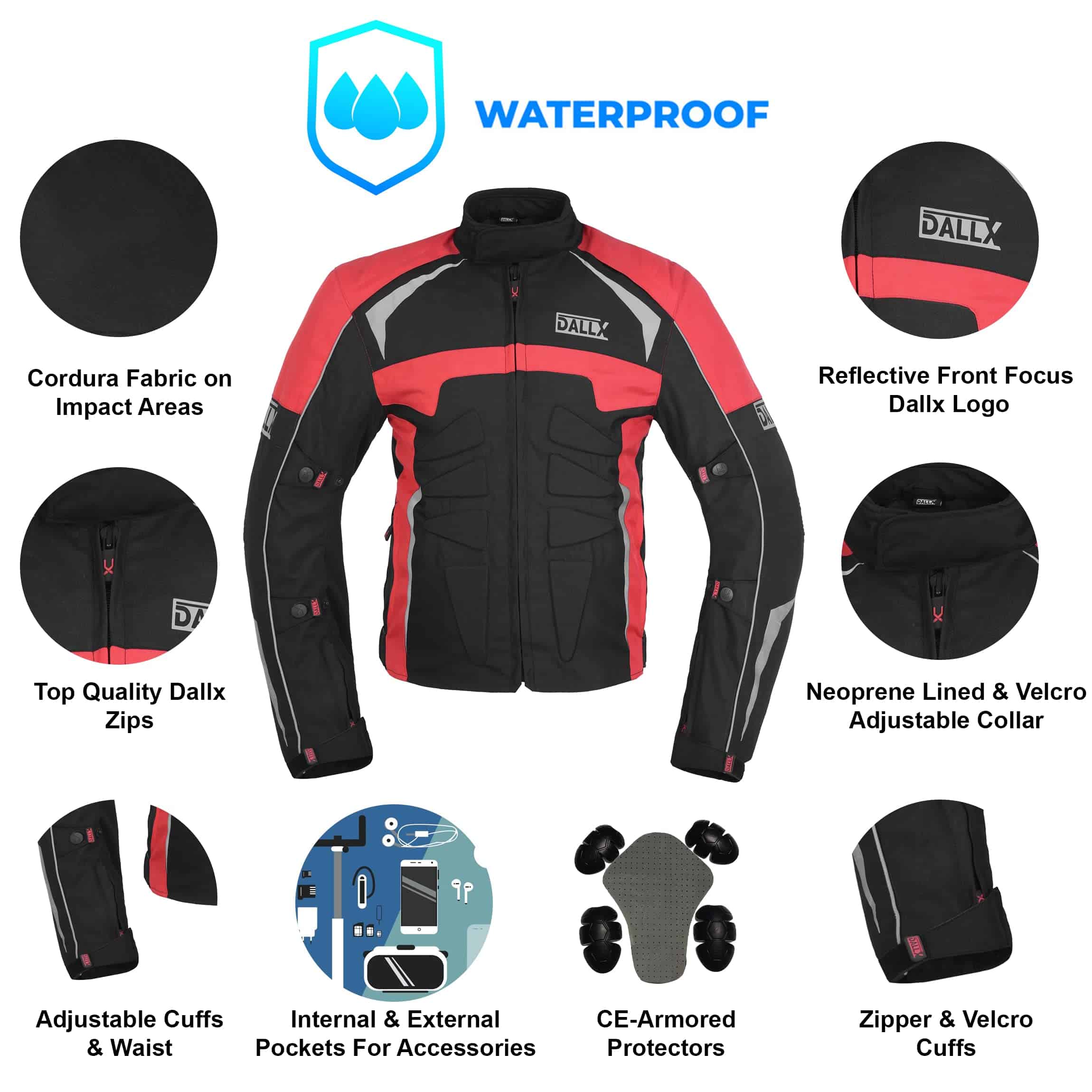 Chamarra de Moto DALLX para Aventuras Textil Impermeable - Imagen 4