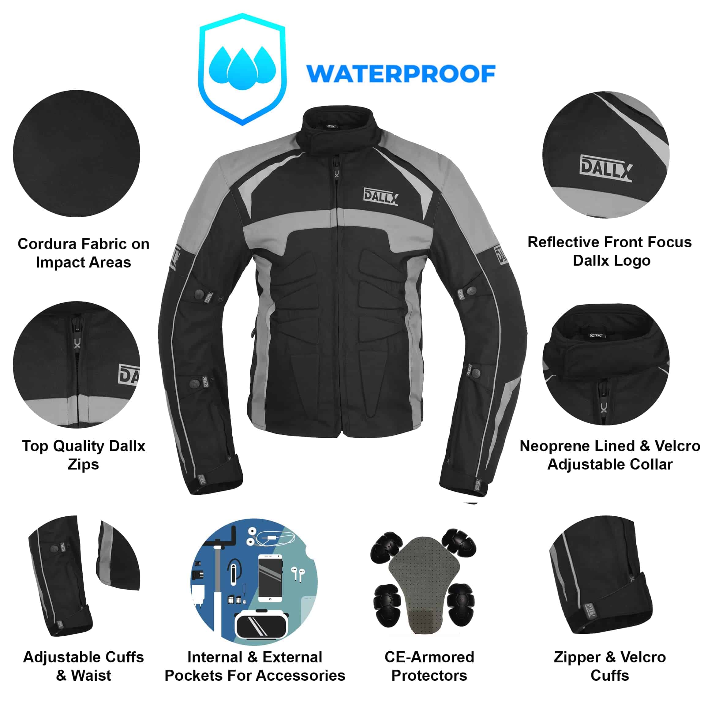 Chamarra de Moto DALLX para Aventura Textil Impermeable con - Imagen 4