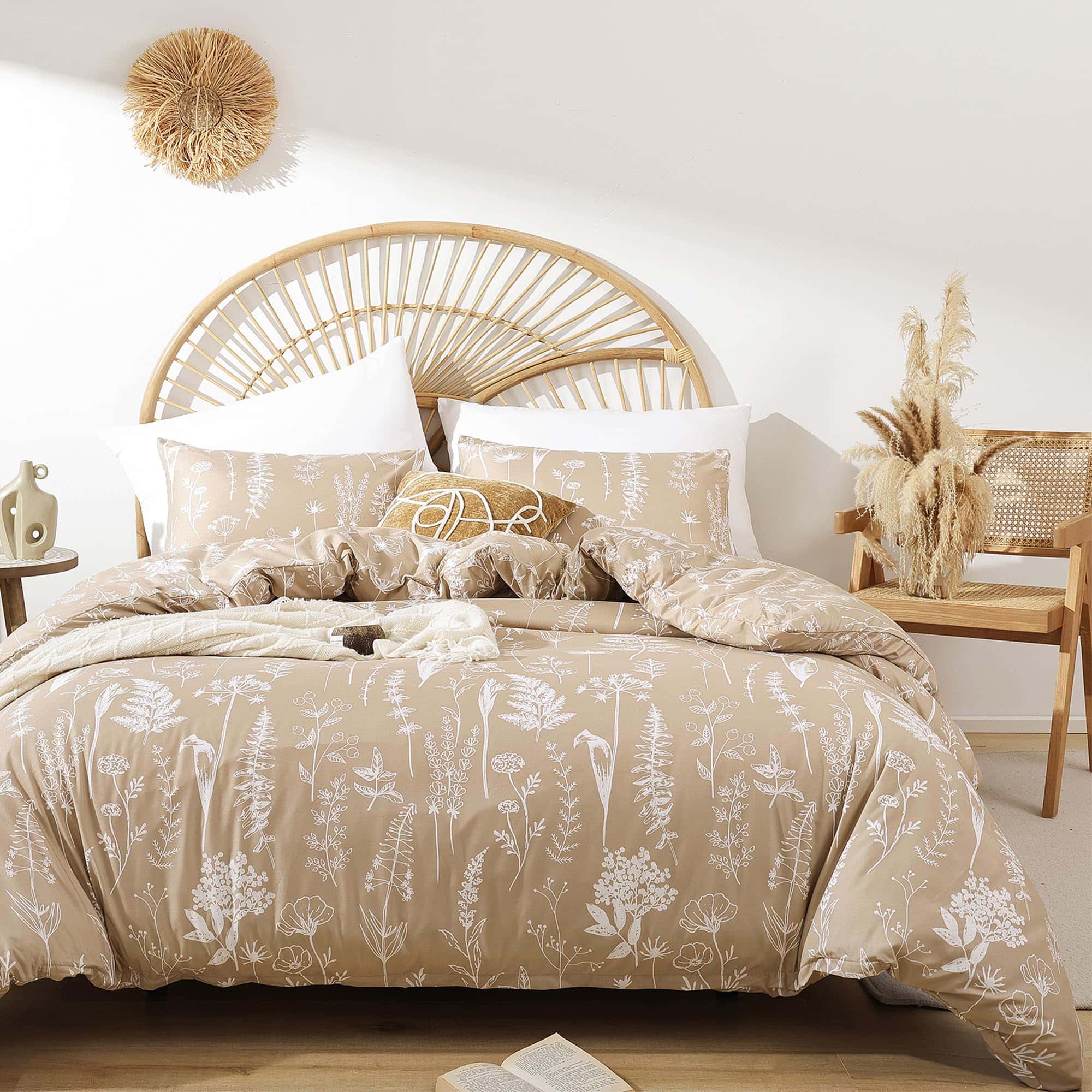 JANZAA Juego de Funda Nórdica Queen Size Estampado Floral