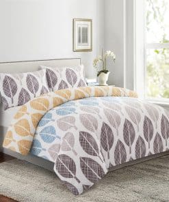 Juego de Funda Nórdica Ultra Suave y Sedoso con -Hojas Color