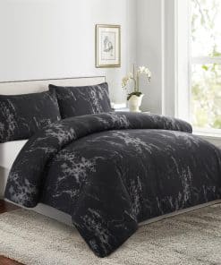 Juego de Funda Nórdica de 3 Piezas Ultra Suave -Mármol Negro