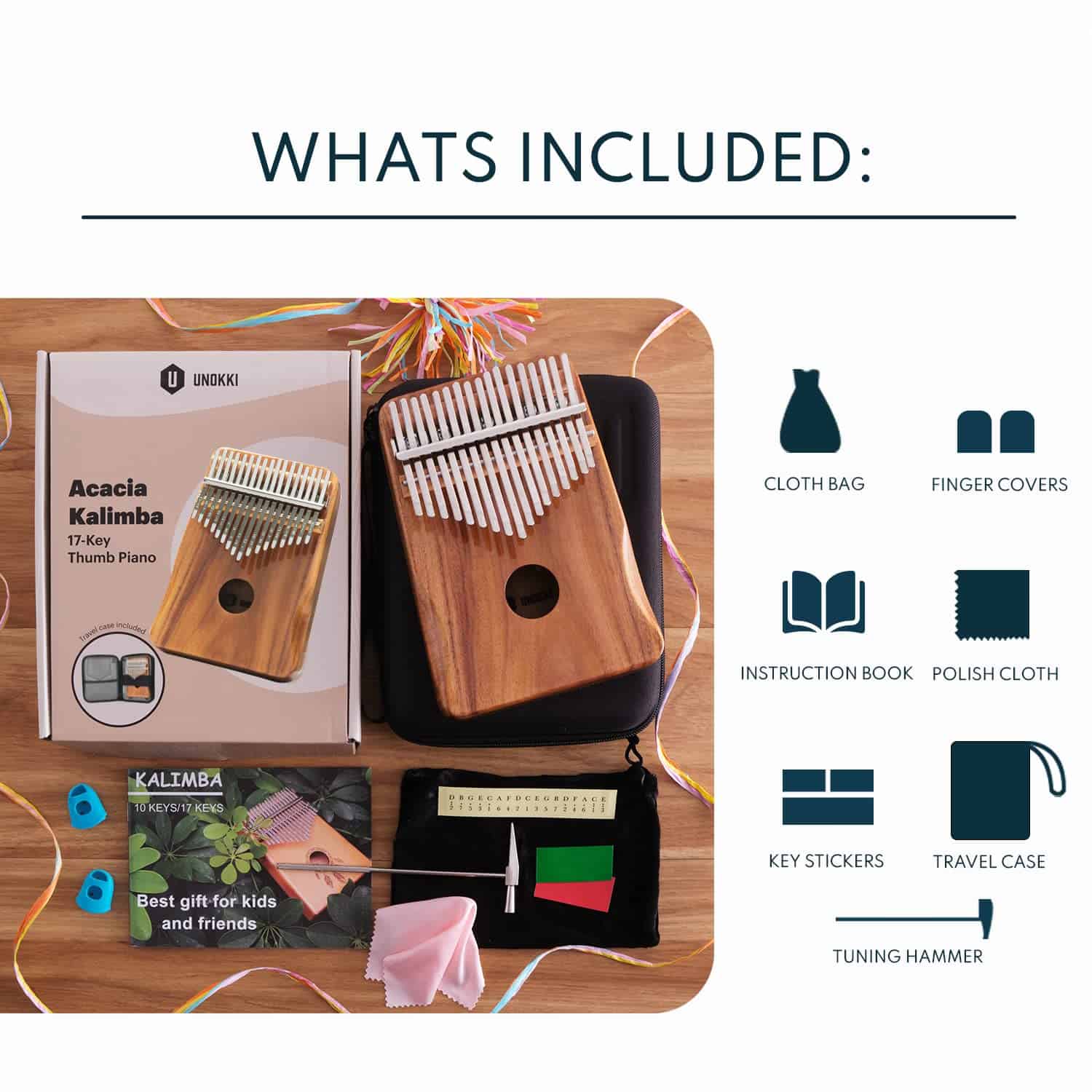 Kalimba UNOKKI de 17 Teclas | Piano de Pulgar de Madera de - Imagen 3