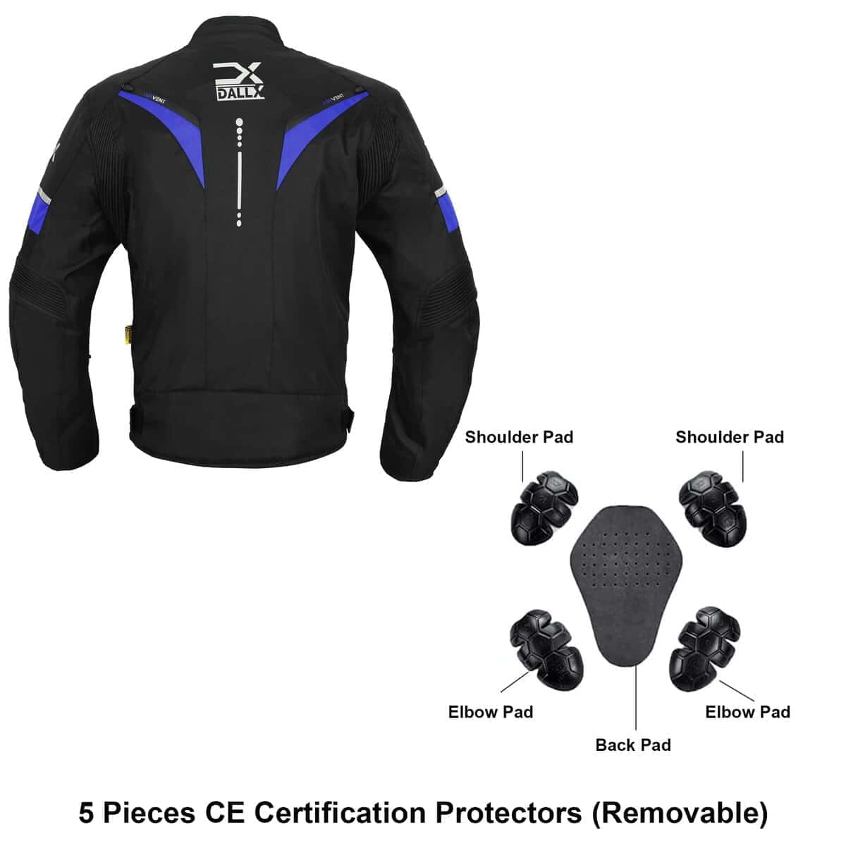 Chaqueta de moto de aventura de tela DALLX con -Negro Azul - Imagen 5