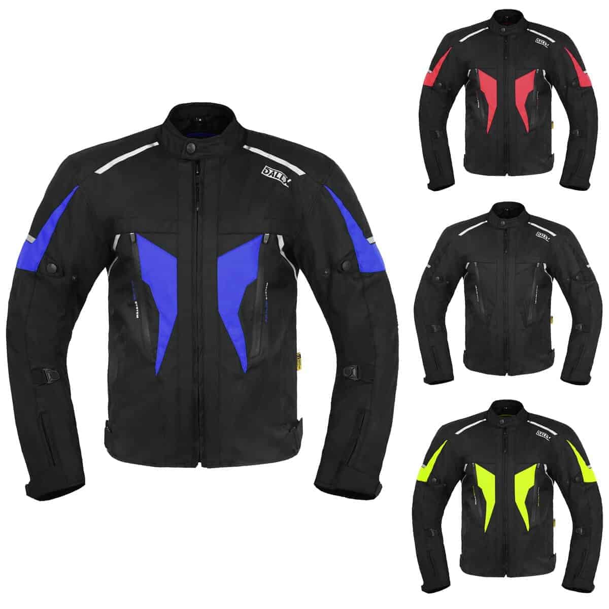 Chaqueta de moto de aventura de tela DALLX con -Negro Azul