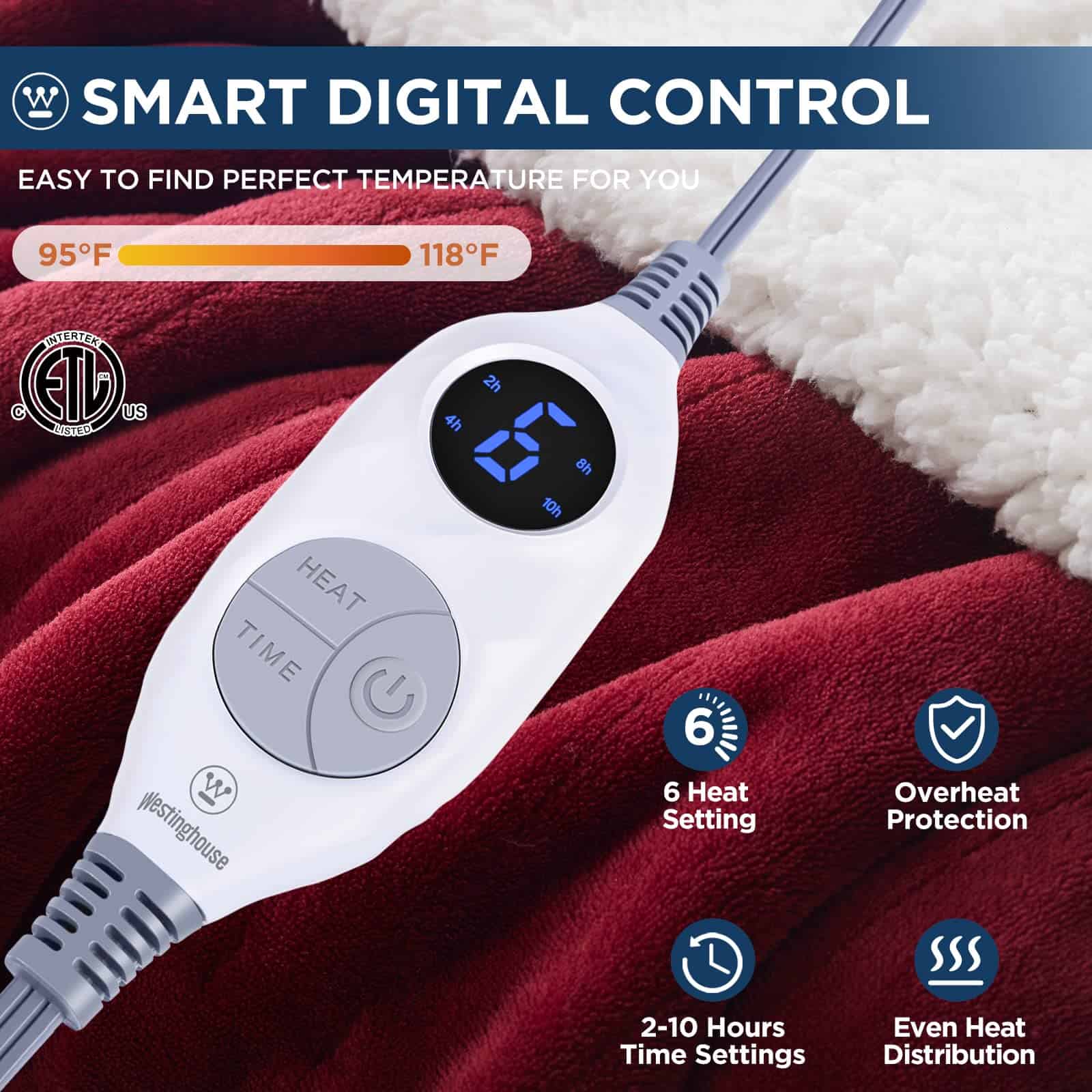 Manta Eléctrica Westinghouse, Manta Térmica -Rojo - Imagen 3