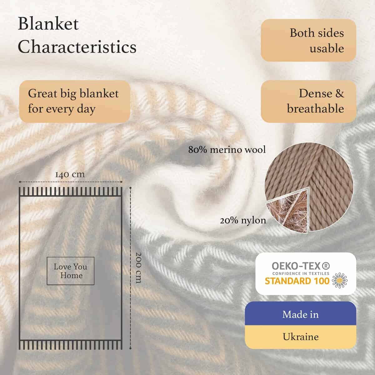 Manta de Lana Merino LYHome - Cálida para Climas Fríos, las - Imagen 3