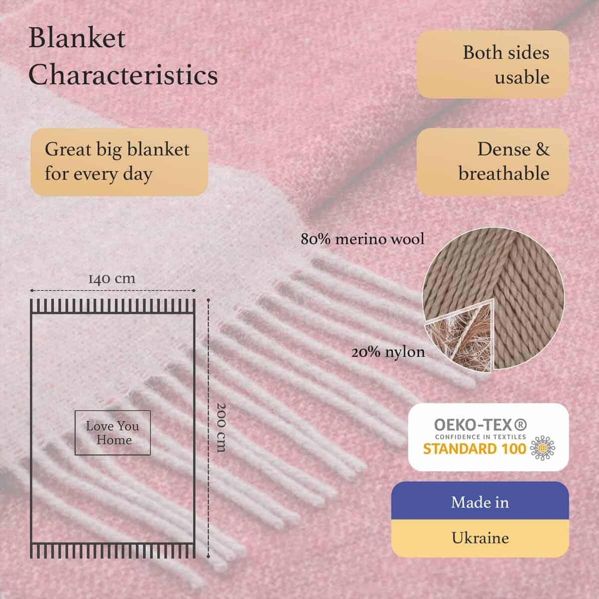 Manta de Lana Merino LYHome - Cálida para Climas Fríos, - Imagen 3