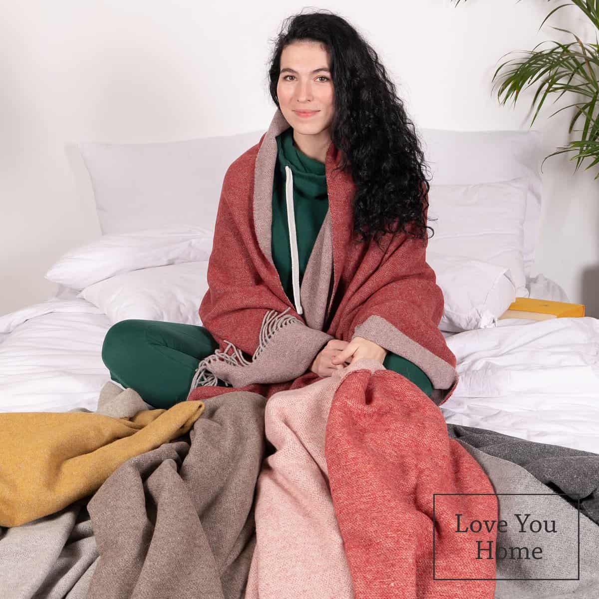 Manta de Lana Merino LYHome - Cálida para Climas Fríos, - Imagen 6