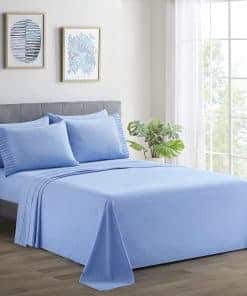 Juego de Sábanas Ultra Suaves de Bambú Sólido en Color Azul