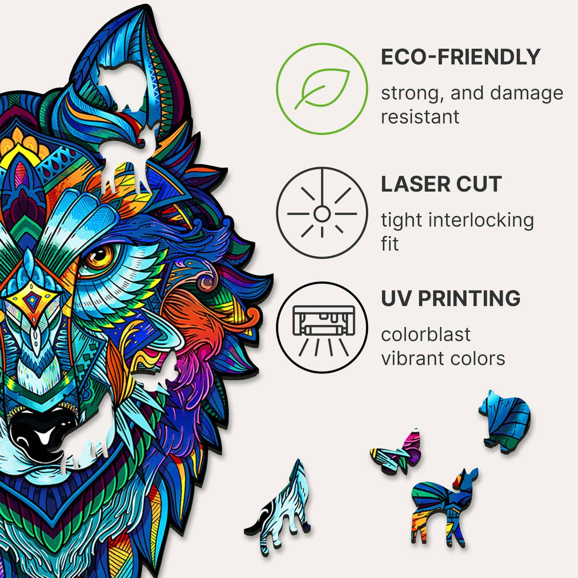 Rompecabezas de Madera Original de UNIDRAGON - Lobo - Imagen 10