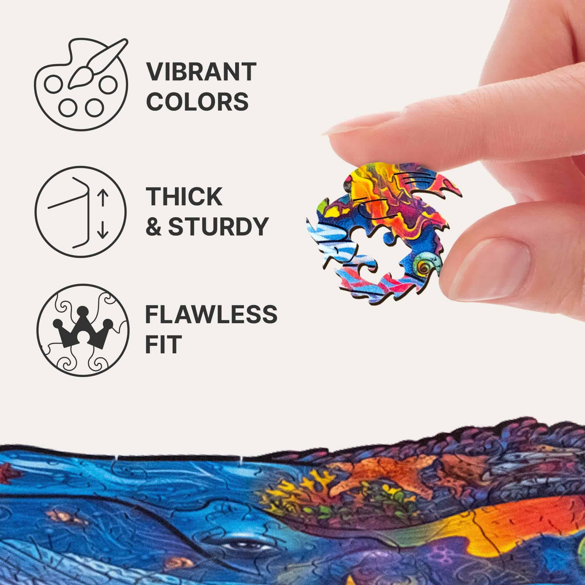 Rompecabezas de madera original UNIDRAGON - Ballenas - Imagen 8