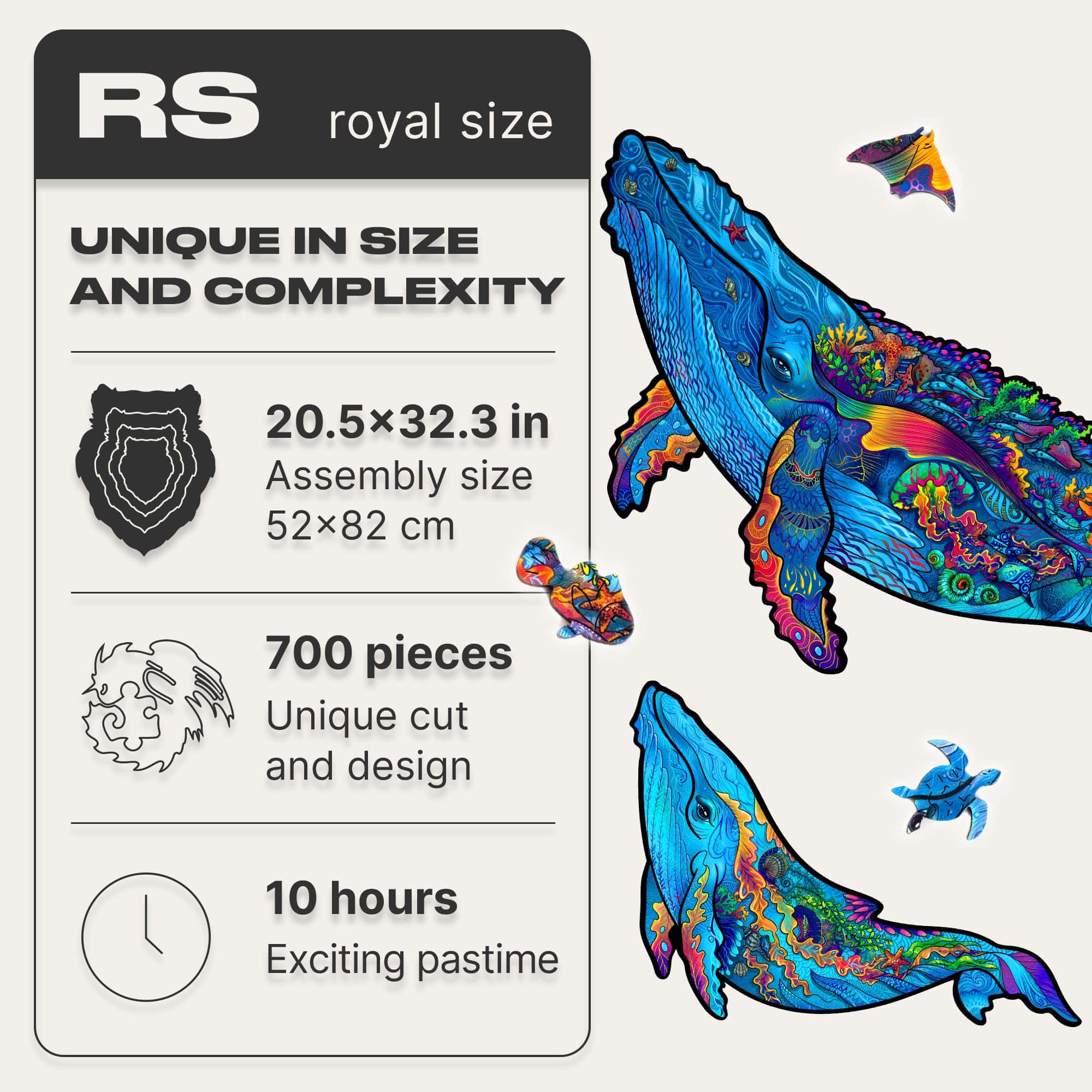 Rompecabezas de Madera Original UNIDRAGON - Ballenas - Imagen 3