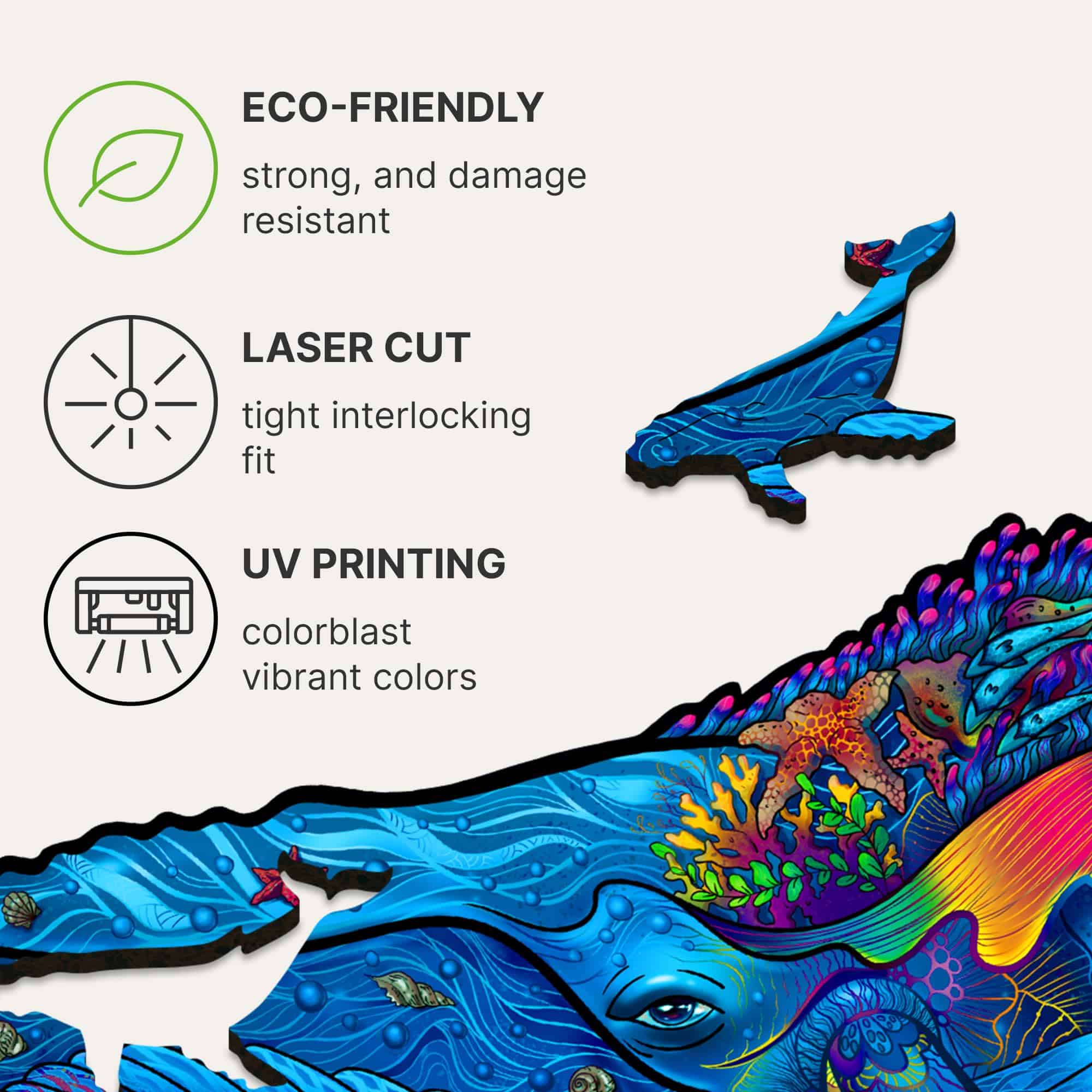 Rompecabezas de madera original UNIDRAGON - Ballenas - Imagen 10