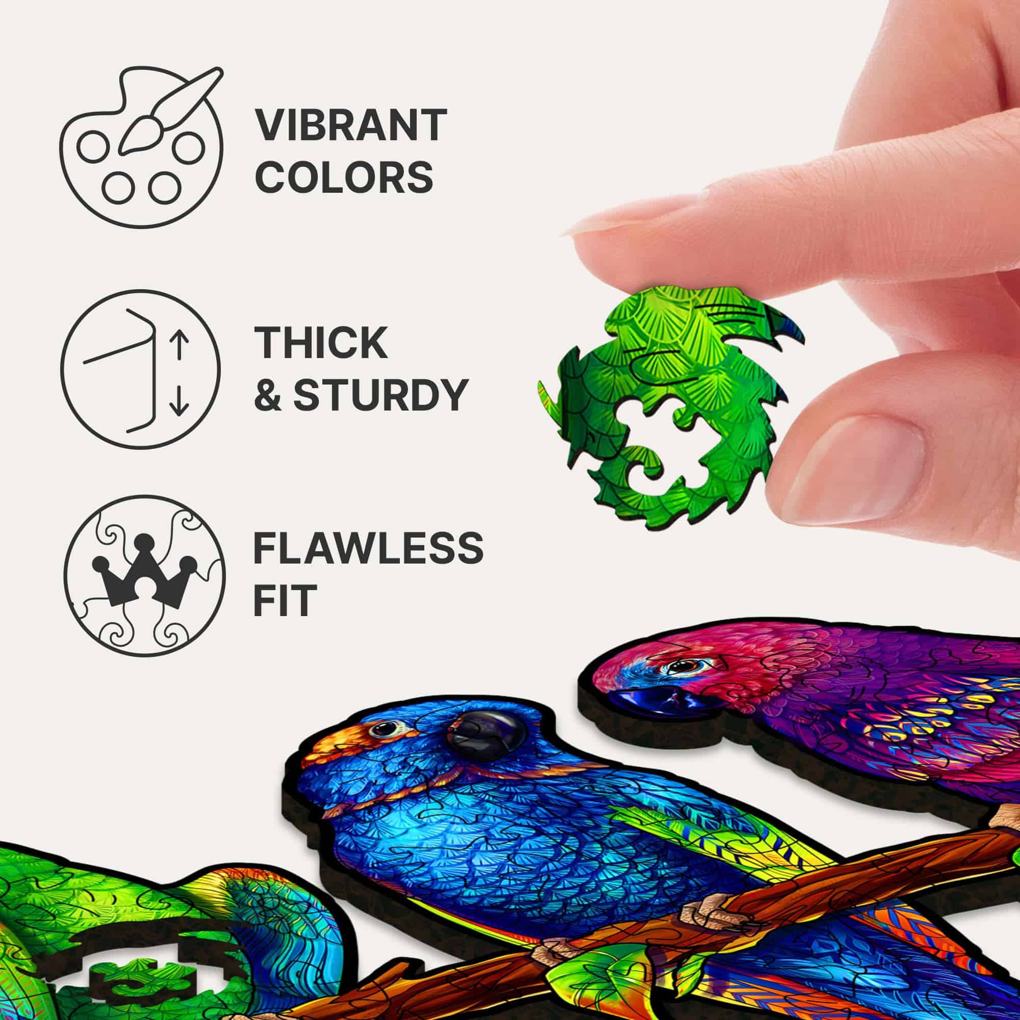 Rompecabezas de madera original UNIDRAGON - Loros - Imagen 8