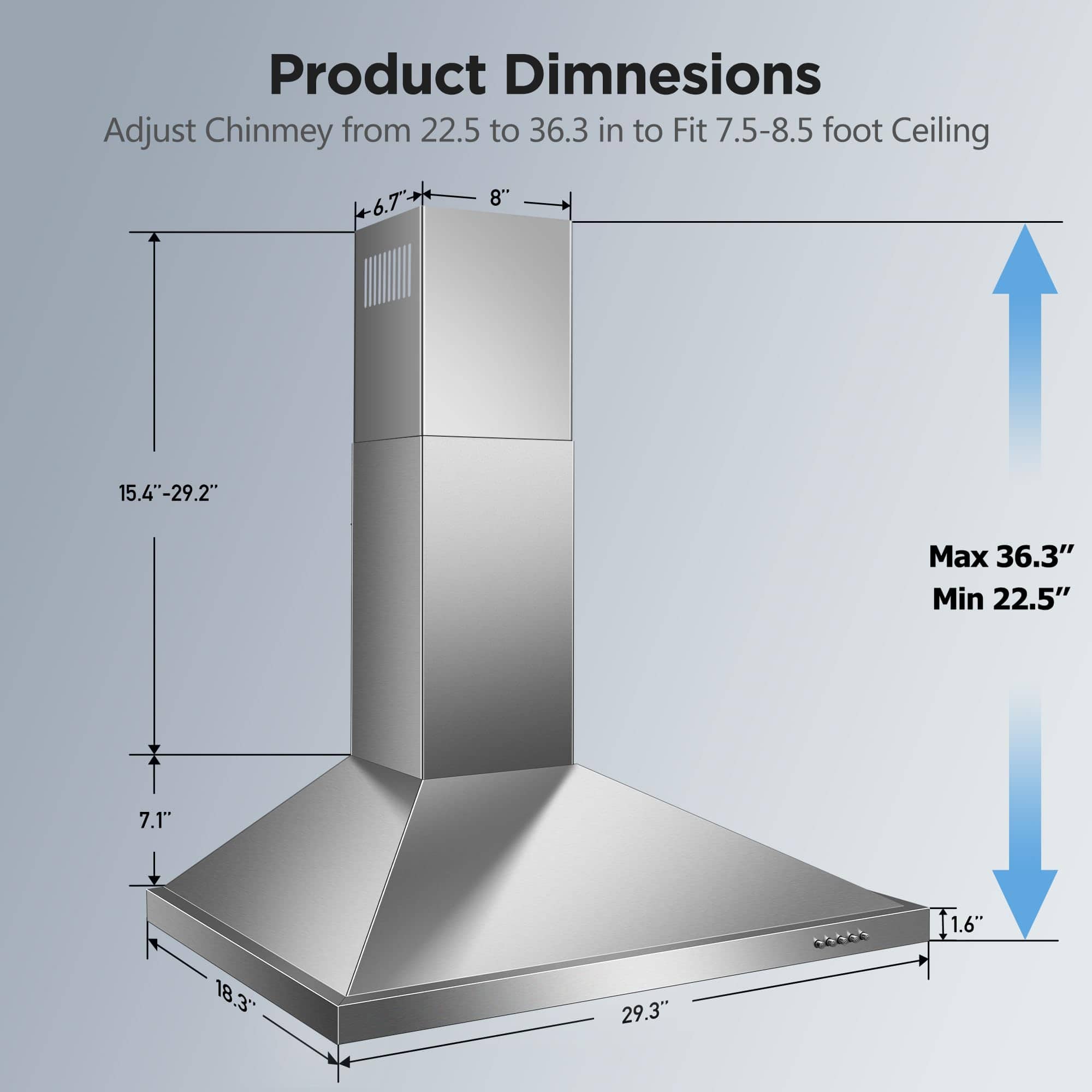 Campana extractora Zomagas de 30 pulgadas, Campana de Pared - Imagen 8