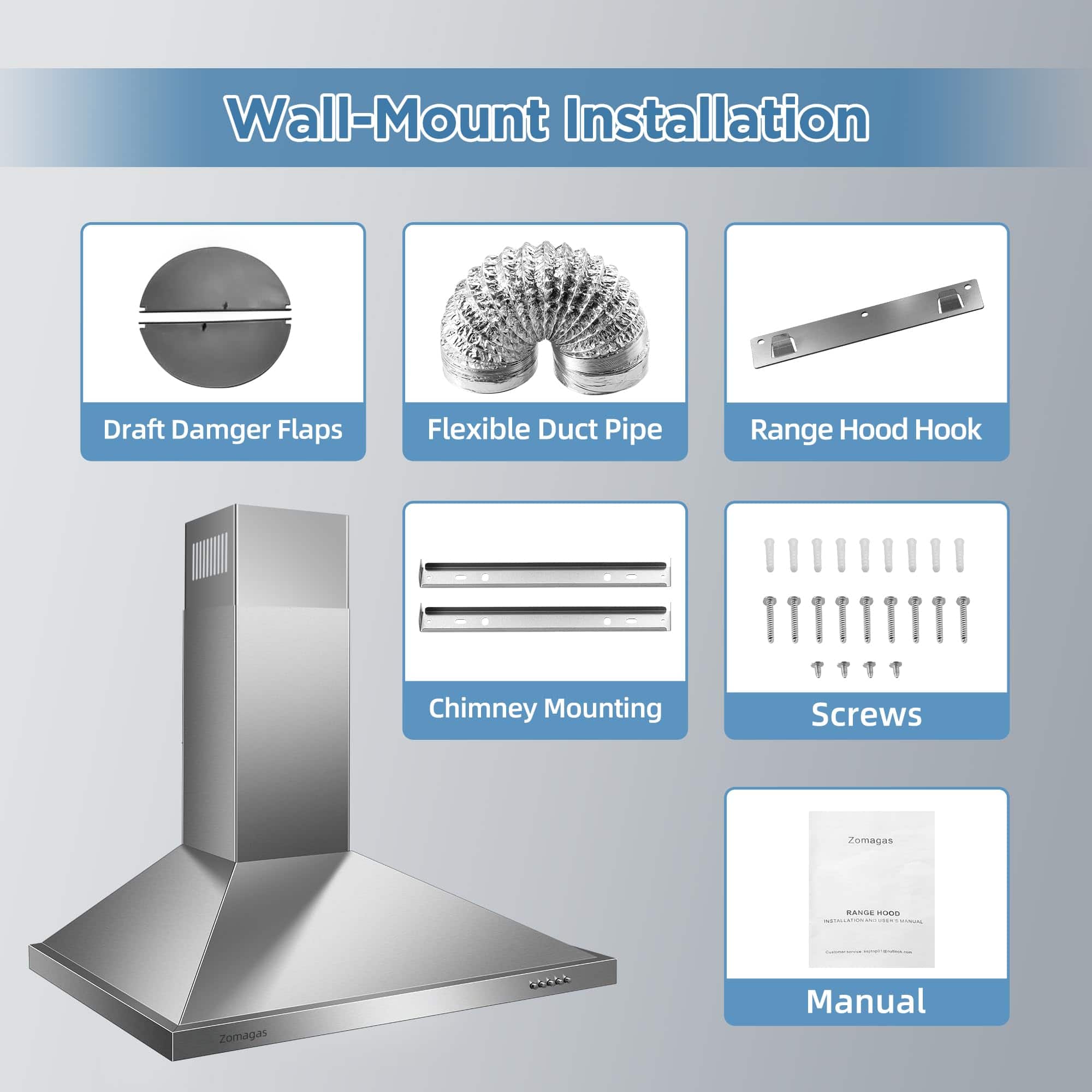 Campana extractora Zomagas de 30 pulgadas, Campana de Pared - Imagen 9