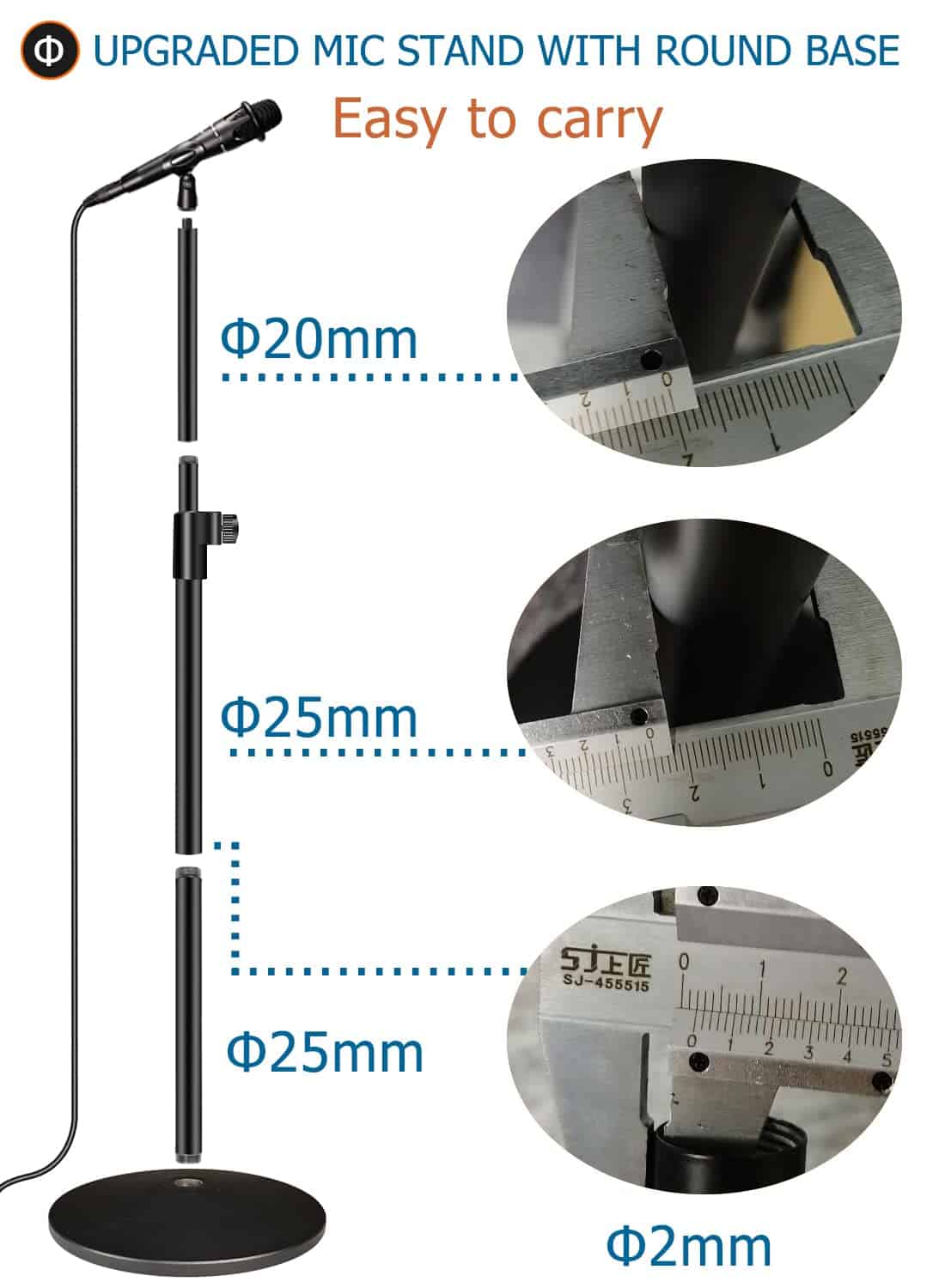 Soporte de Micrófono con Base Redonda Ponderada - Imagen 4