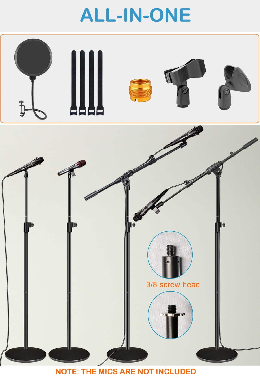 Soporte de Micrófono con Base Redonda Ponderada - Imagen 3